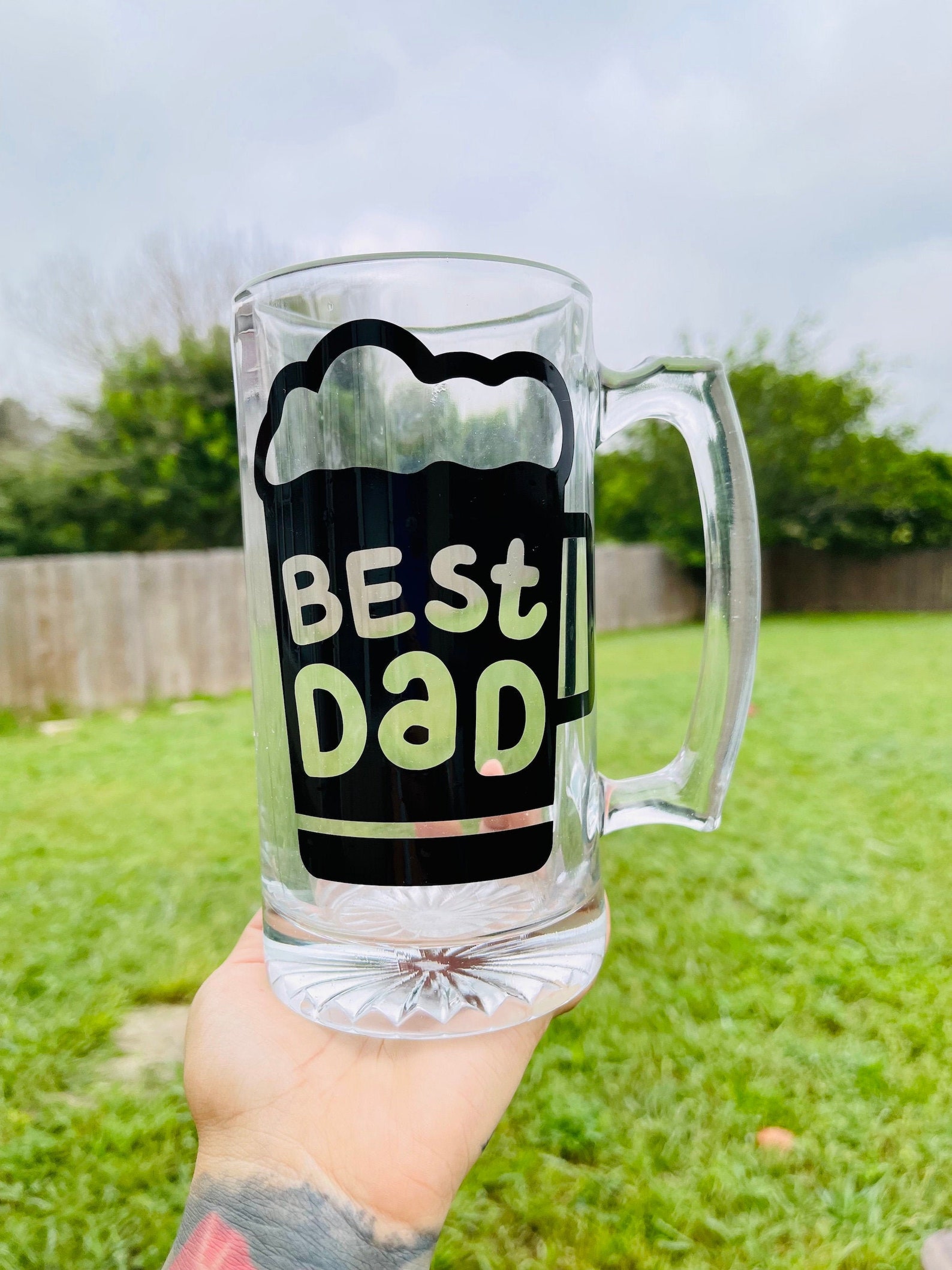 Best Dad beer mug 26.5 oz sports mug Glass beer mug glass Etsy
