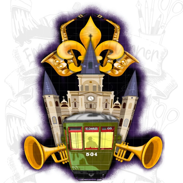 All That Jazz, New Orleans Png, St. Louis Cathedral Png, Nola Png, Jazz Png, Sublimation, Digital Download, Png