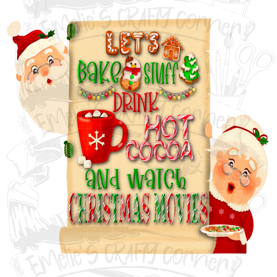 Christmas Movies and Baking Png ORIGINAL ARTWORK Christmas | Etsy