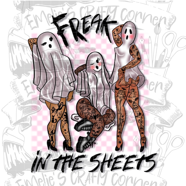 Freak in the sheets Png, ghost pinup png, Sublimation, digital download, png