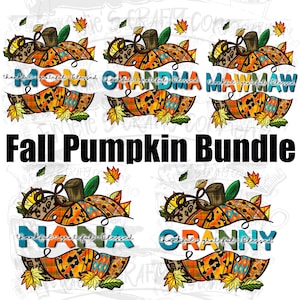 Fall Pumpkin Bundle (ORIGINAL ARTWORK), thankful grateful blessed png, leopard print pumpkin Png, Sublimation, Digital Download, Png