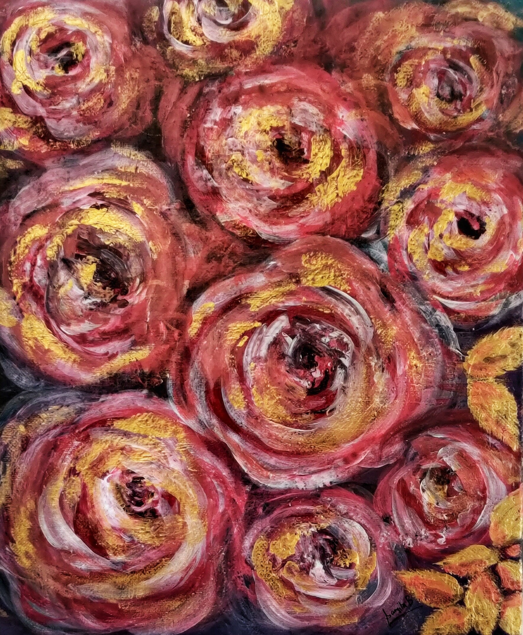 Acrylic on Canvas Abstract Roses Painting of Roses Pink Etsy UK