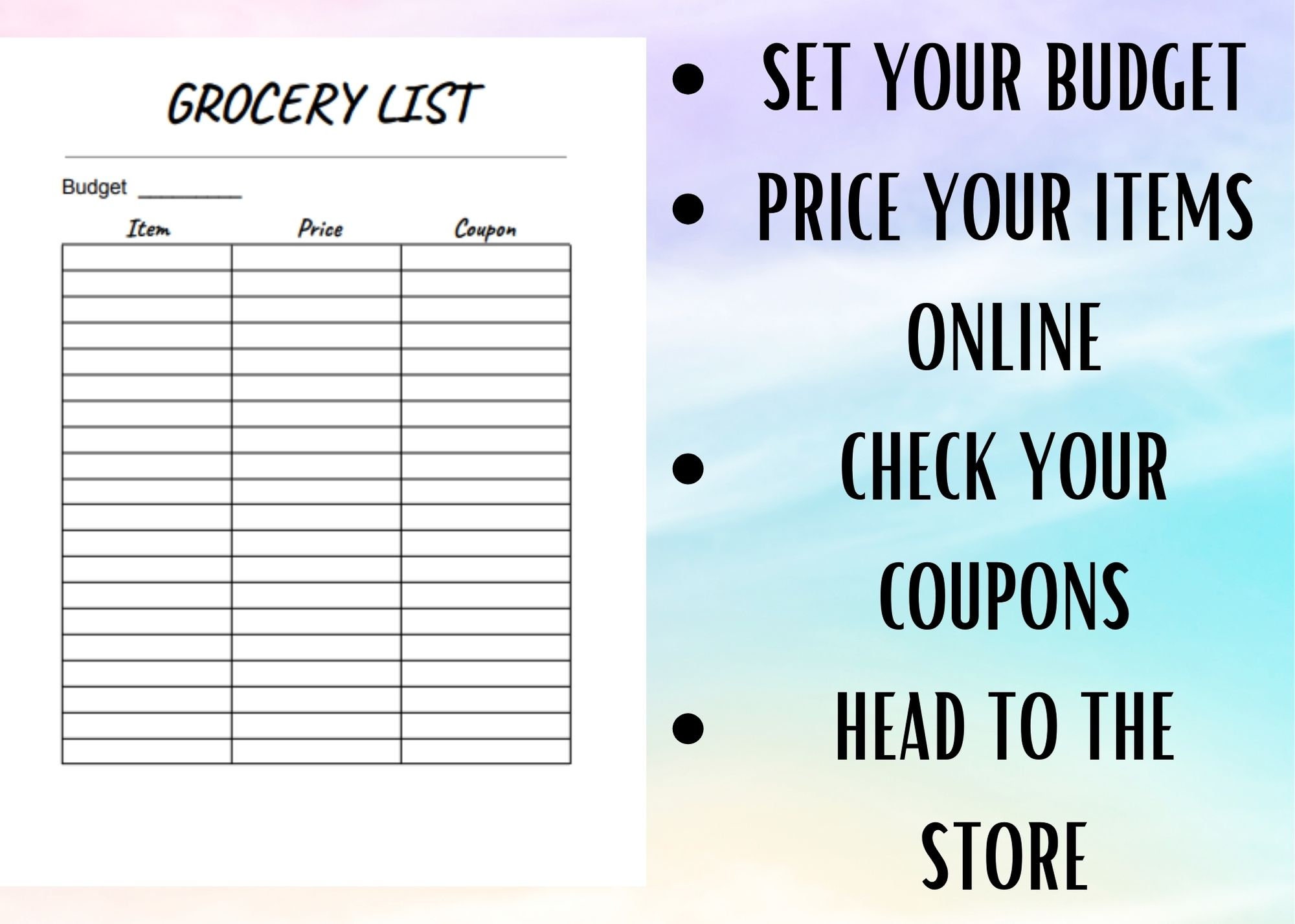 Meal Planner &amp; Grocery List Printable Download, Meal Prep Printable ...