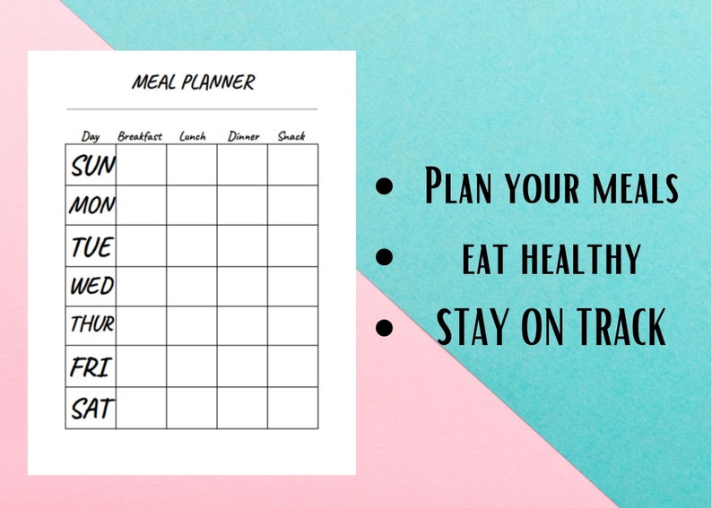 Meal Planner &amp; Grocery List Printable Download, Meal Prep Printable ...