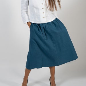 Linen skirt for women Midi skirt Linen button skirt image 1