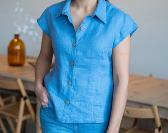 Linen shirt for women | Short sleeve shirt | Linen tops for women