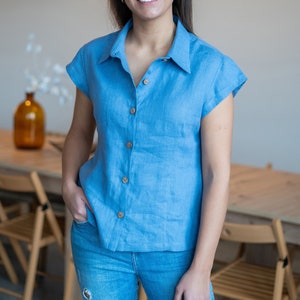 Linen shirt for women | Short sleeve shirt | Linen tops for women