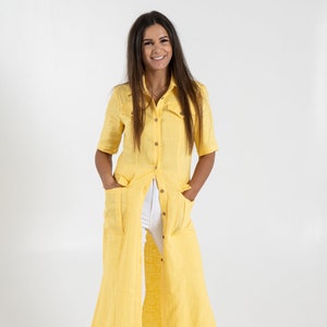 Long linen shirt dress | Maxi dress for women | Handmade linen clothing for women