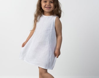 Linen dress girl | Baby summer dress | White linen dress for girl | Kids linen clothing