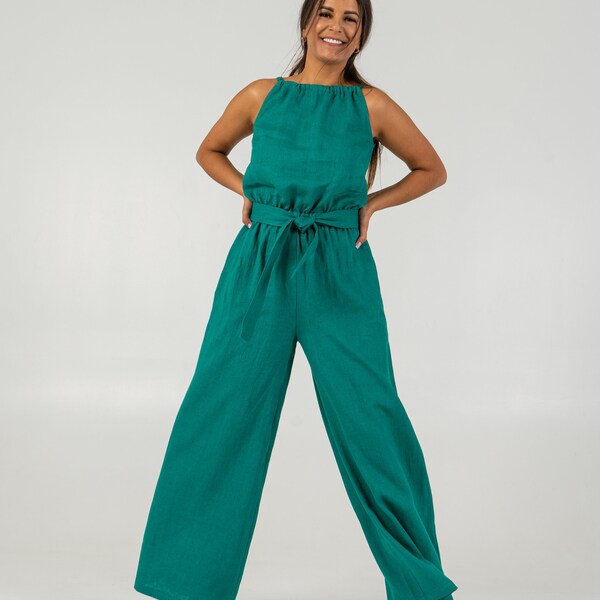 Linen Jumpsuit Women Etsy