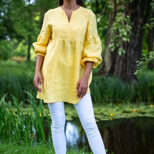 Linen tunic top for women Loose linen tunic Handmade clothing for women image 4