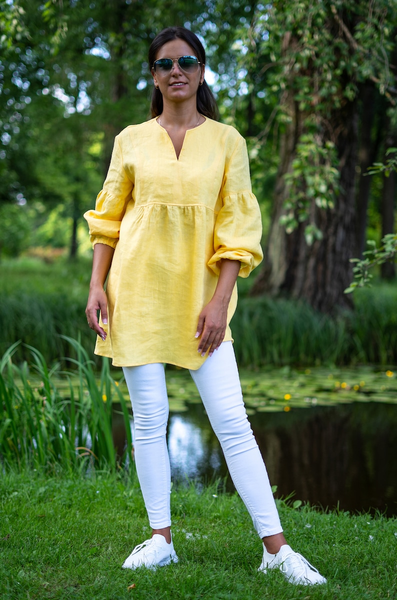 Linen tunic top for women Loose linen tunic Handmade clothing for women image 4