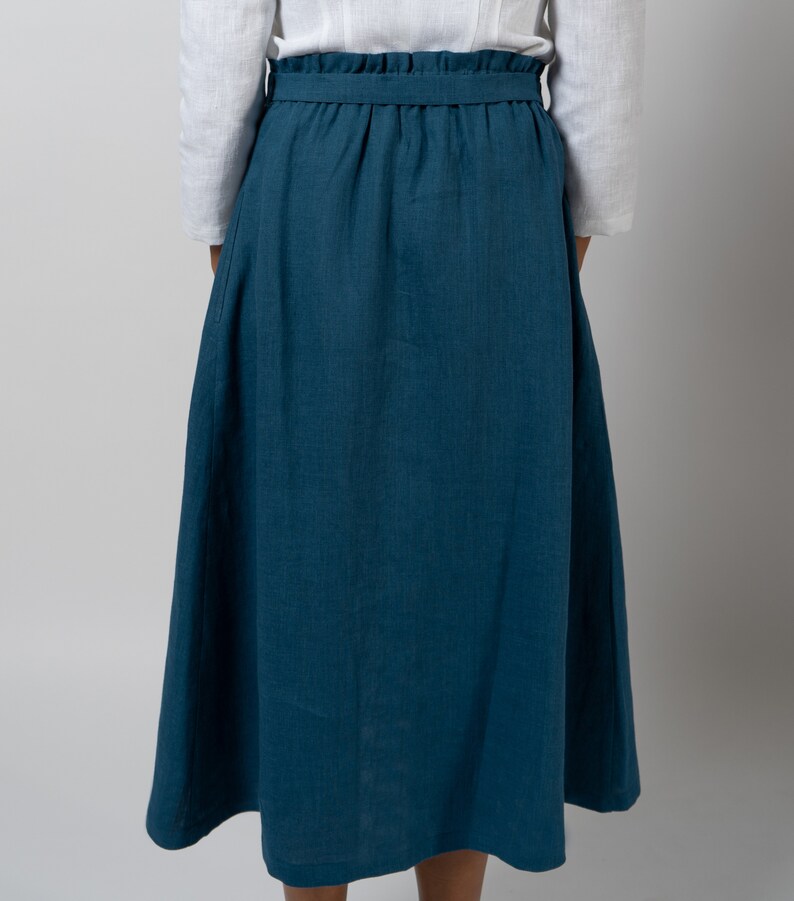 Linen skirt for women Midi skirt Linen button skirt image 5