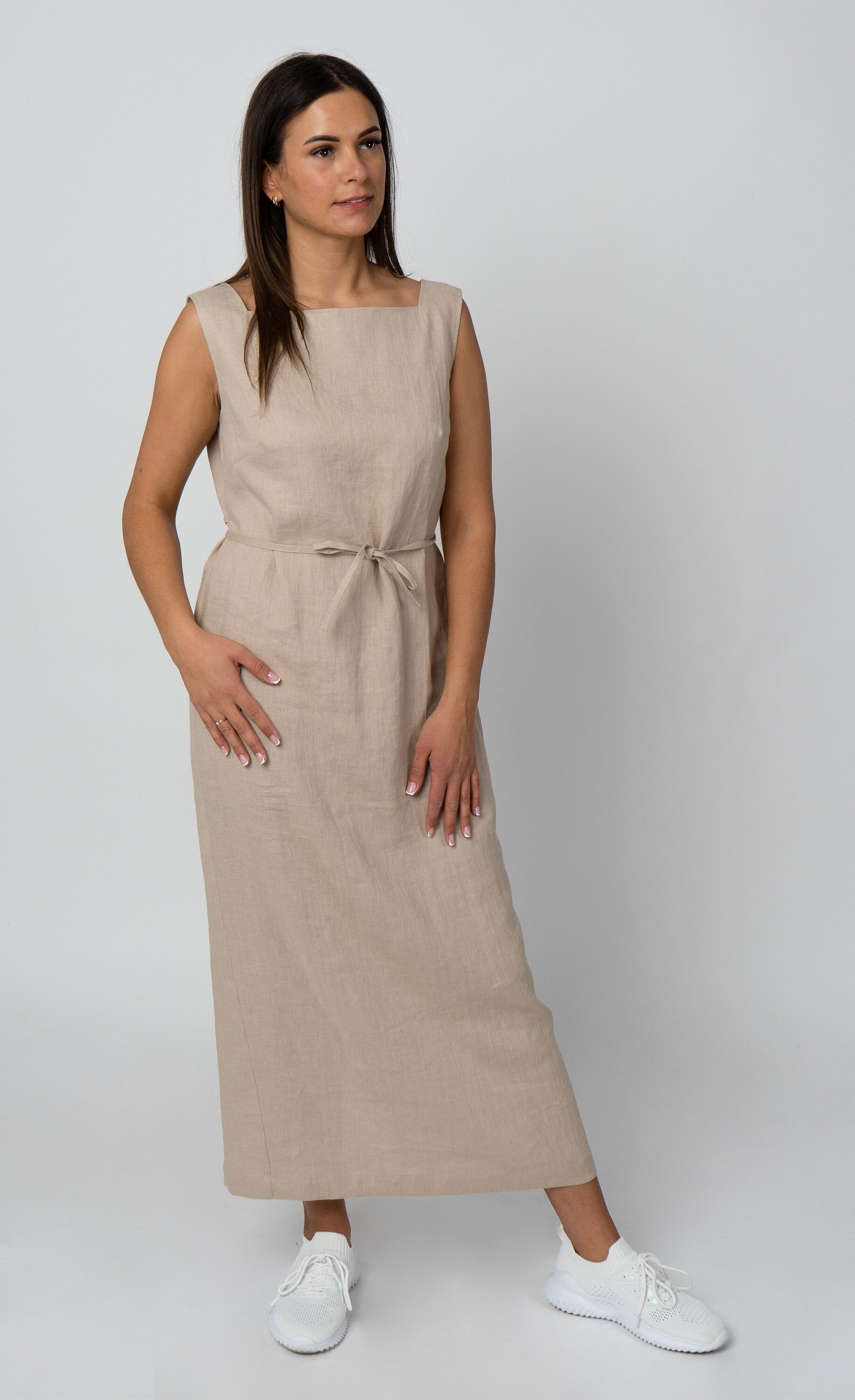 princess polly baby blue dress Beige Linen Long Dress main image 1