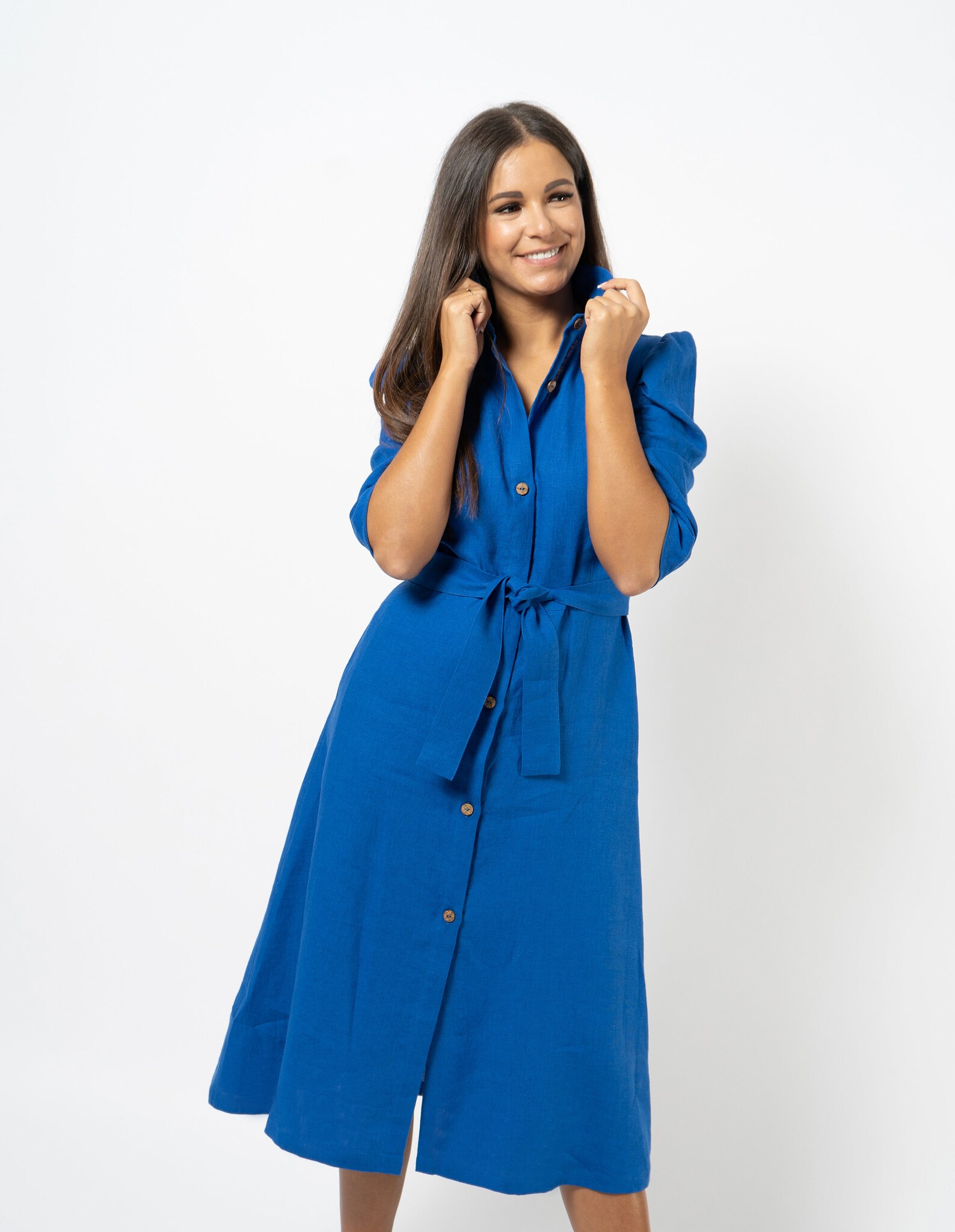 Linen Shirt Dress Midi Dress Handmade Linen Clothing for Etsy