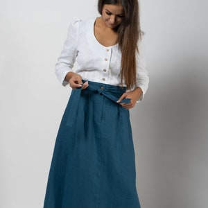 Linen skirt for women Midi skirt Linen button skirt image 2