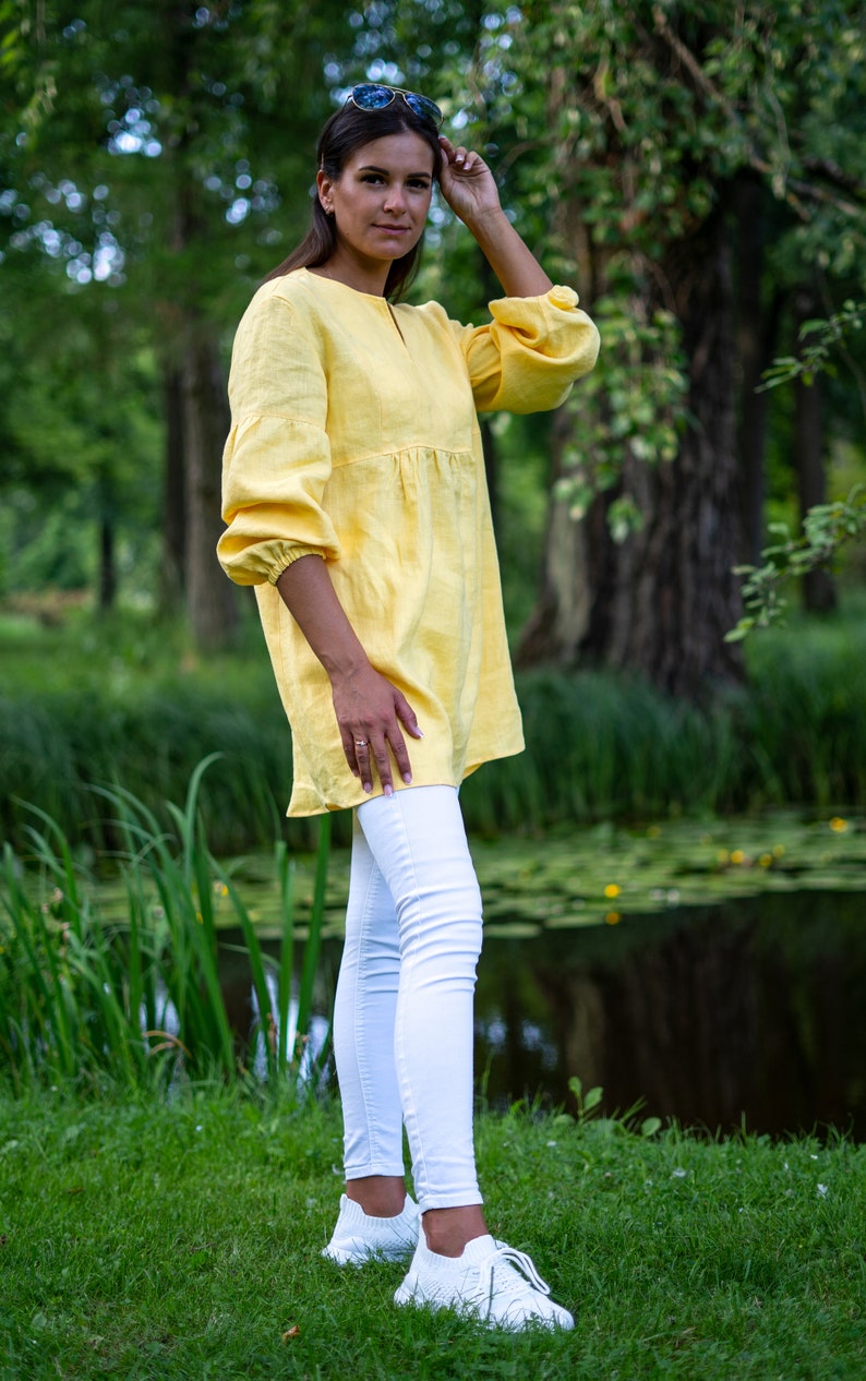 Linen tunic top for women Loose linen tunic Handmade clothing for women image 2