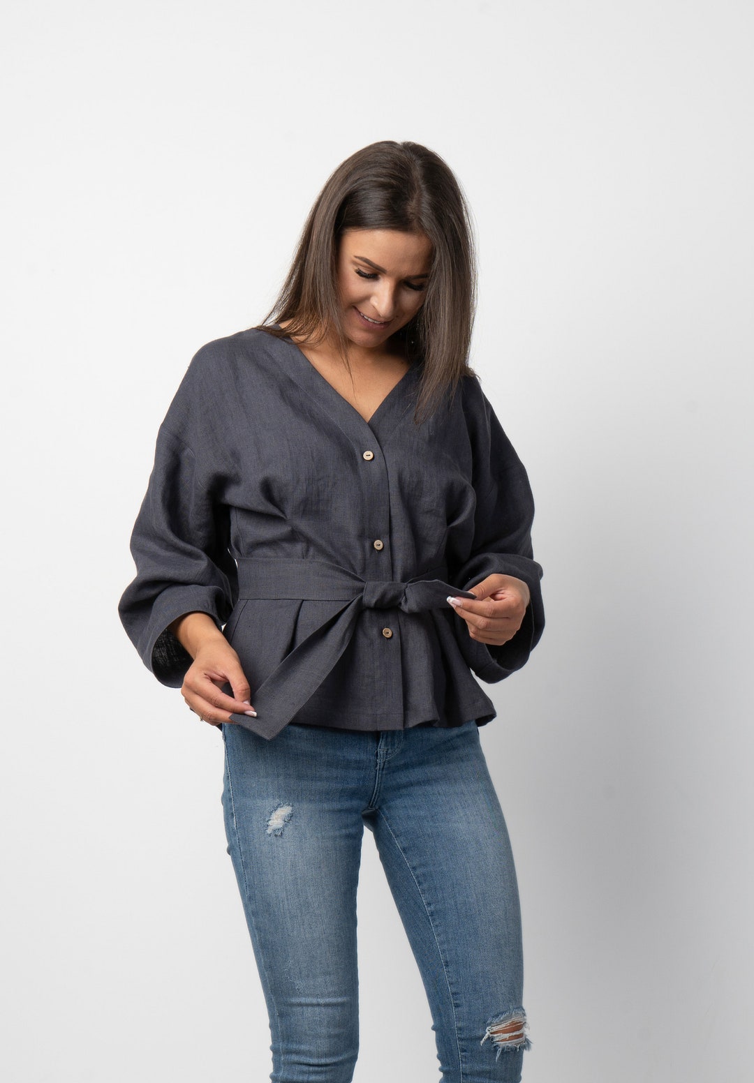 Linen Blouse for Women Linen Top Handmade Clothing Etsy Finland