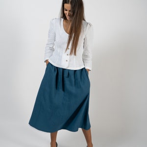 Linen skirt for women Midi skirt Linen button skirt image 3
