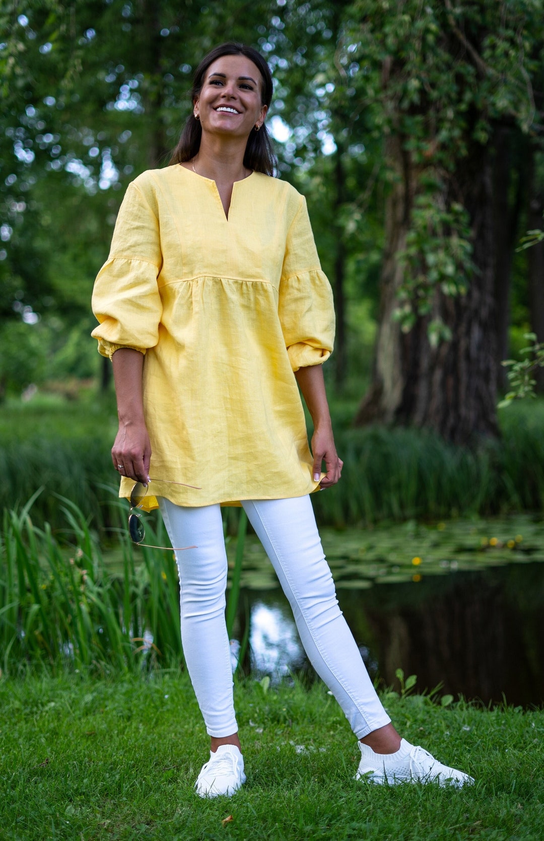 Louie Linen Button Up- Yellow