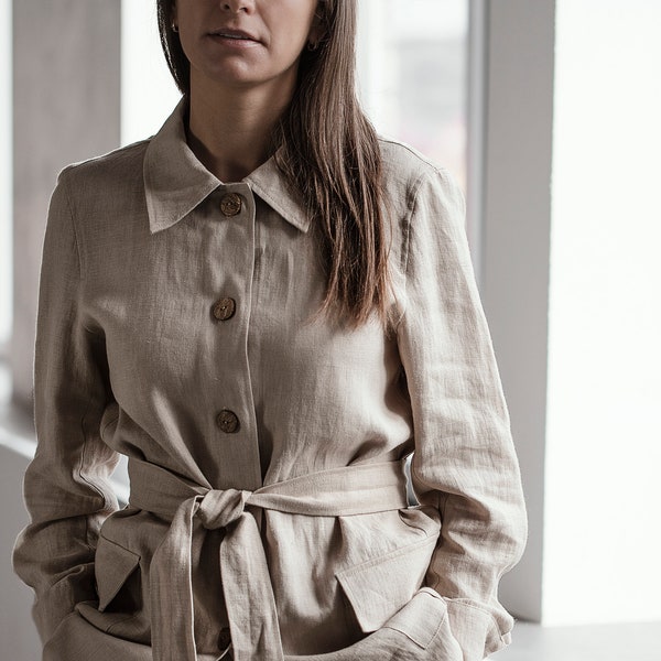 Belted Faux-Leather Safari Jacket