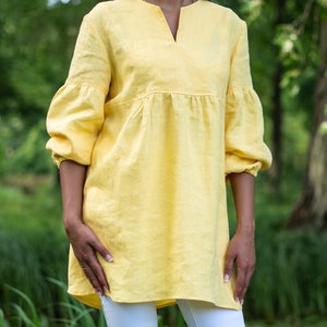 Linen tunic top for women Loose linen tunic Handmade clothing for women image 3