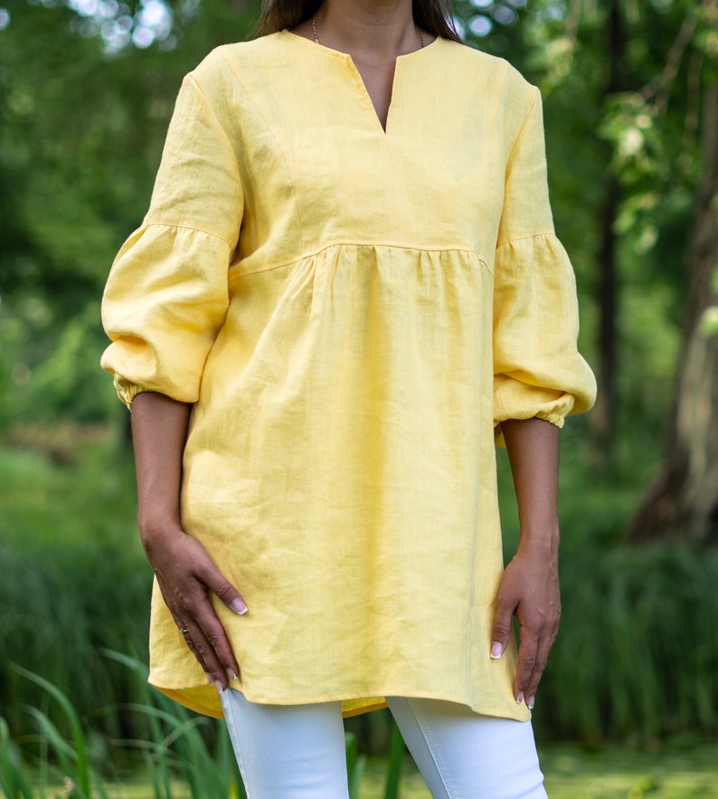 Linen tunic top for women Loose linen tunic Handmade clothing for women image 3