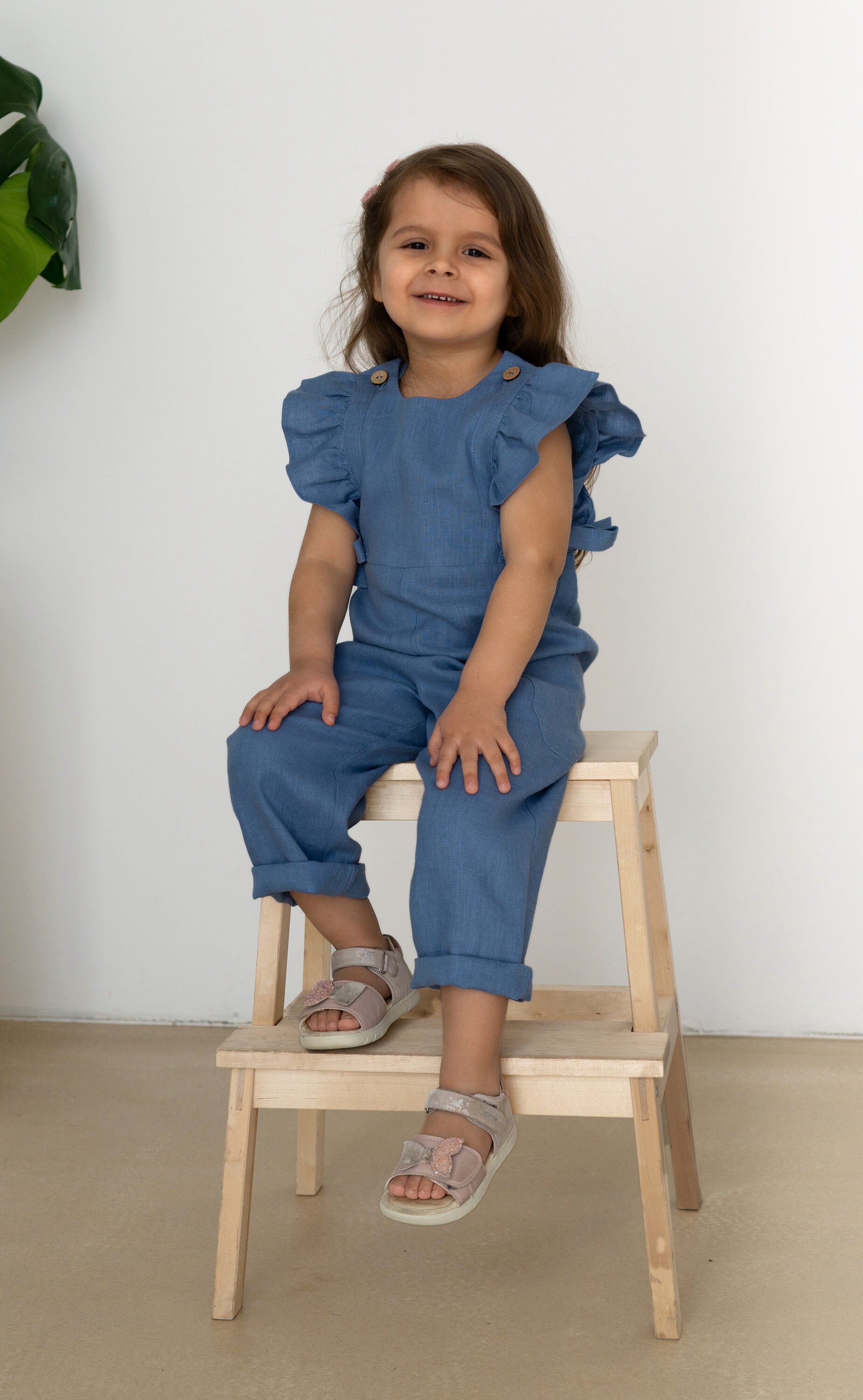 Linen Girls Jumper Set