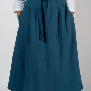 Linen skirt for women Midi skirt Linen button skirt image 4