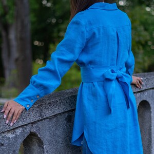 Loose linen blouse Linen wrap top for women Handmade clothing image 2