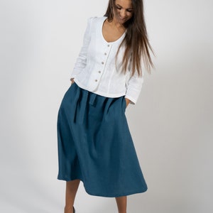 Linen skirt for women Midi skirt Linen button skirt image 7