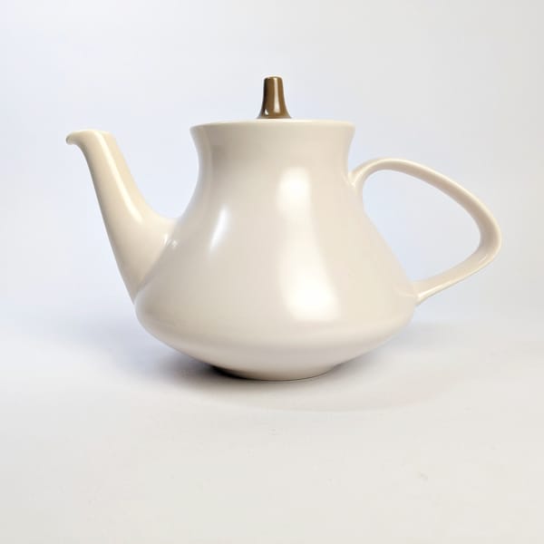Vintage Poole Pottery Twintone Teapot C54 Mushroom and Sepia 1970s Retro
