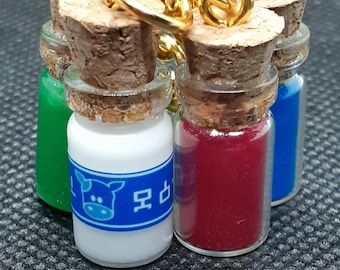 Porte-clés bouteille de potion Legend of Zelda + bouteille de lait Lon Lon ! (Bouteilles de 0,5 ml)