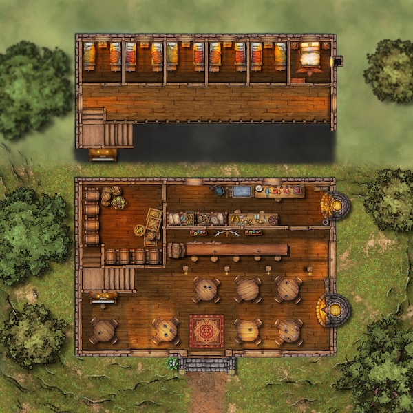 Razz'z Fantasy Tavern Battlemap Collection: 1A - The Old Dog Tavern & Inn