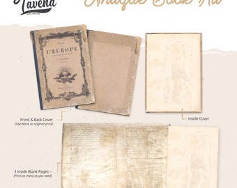 Printable Ephemera, Digital Vintage Papers, Antique Book Kit, Scrapbook Paper Collage, Digital Download, Printable Paper Embellishment