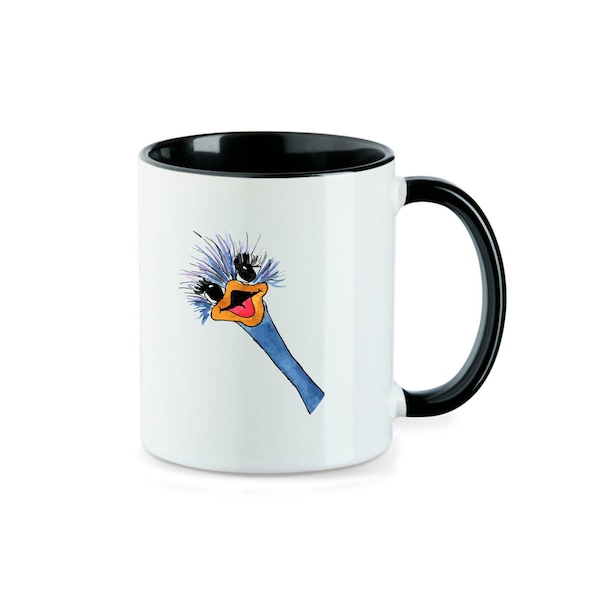 Keramiktasse komischer Vogel - Gerne mit Personalisierung