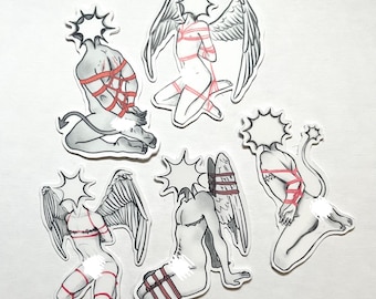 Shibari Angels Demons Stickers Illustrations