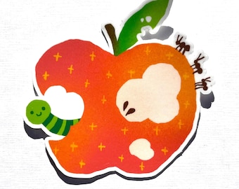 Apple Worm Sticker