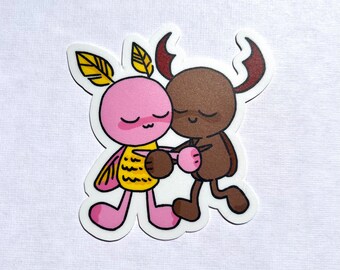 Rosy Maple Moth and Stag Beetle Sticker