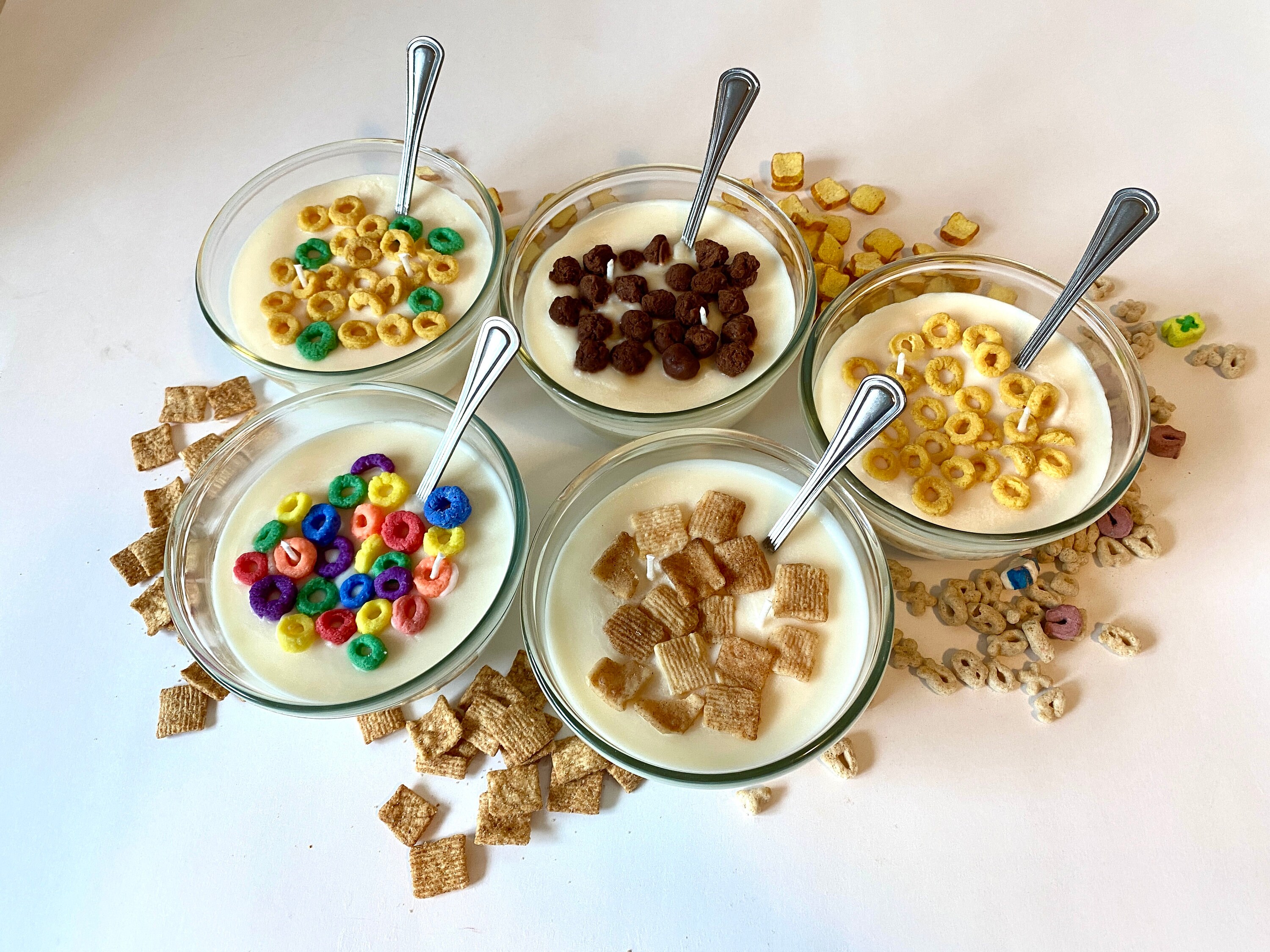 Cheerios Cereal Candle Glass Bowl With Real Spoon Etsy
