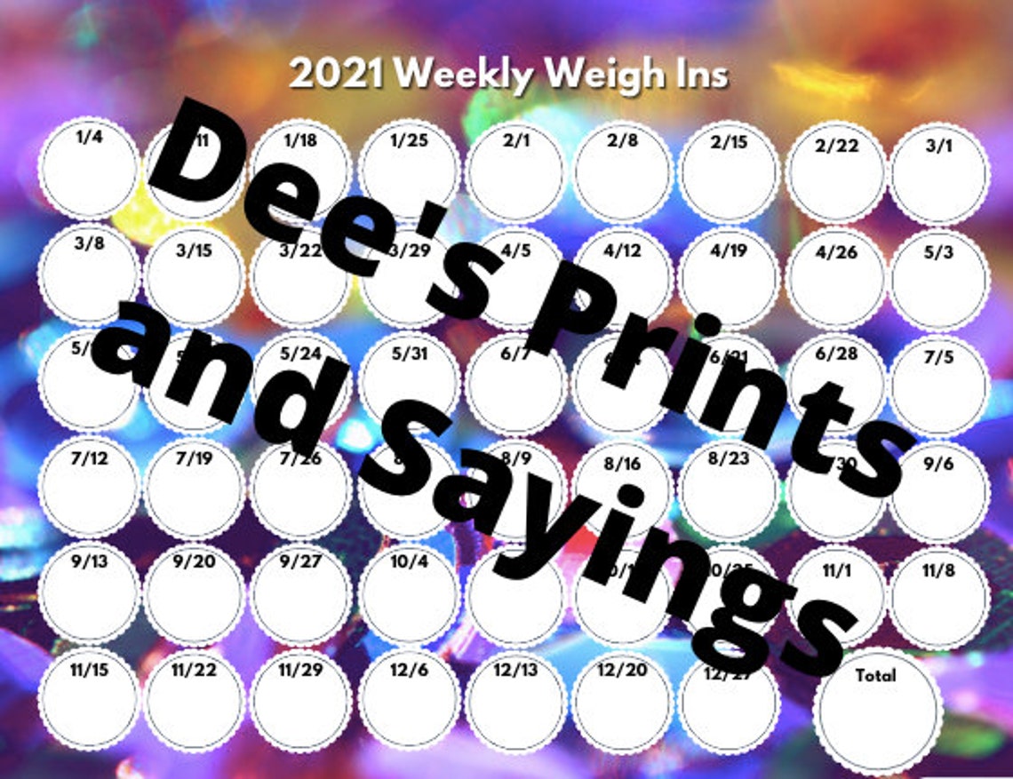 2021 weekly weigh in tracker digital download pdf etsy