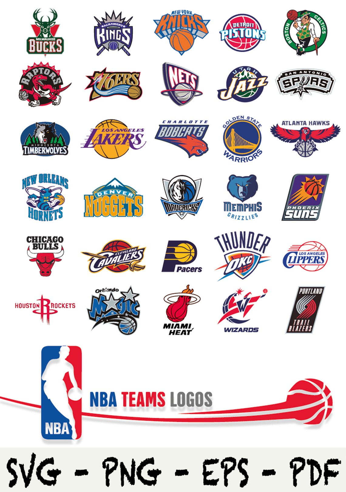 Download 30 NBA Logo Vector Bundle Svg Ligue nationale de basket-ball | Etsy