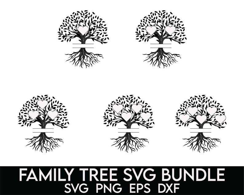 Tree Monogram Family Tree Svg Bundle, Tree Monogram Svg, Family Reunion Svg, Tree of ...