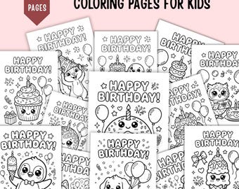 31 Happy Birthday Printable Coloring Pages , Birthday Activity Book, Cute Party Coloring Sheets, Fun Birthday Printables, Digital Download