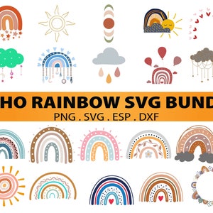 Boho rainbow svg bundle, cute rainbow svg, boho rainbow clipart, rainbow svg, hand drawn rainbow, rainbow clipart,Pastel rainbow,  stickers