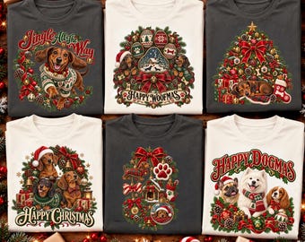 06 Christmas Dog Shirts PNG Bundle, Dachshund Christmas PNG, Funny Christmas Dog Shirt PNG, Holiday Dog Sublimation, Christmas Pet Png