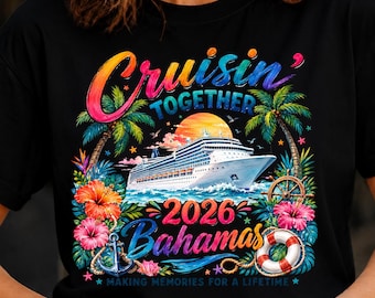 Croisière en famille 2026 aux Bahamas (PNG), Créer des souvenirs inoubliables (PNG), Design de t-shirt pour vacances en famille, Voyage en croisière (PNG), Citation de voyage