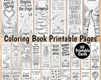 Marque-pages à colorier à imprimer, pages de coloriage pour enfants et adultes, à télécharger, à faire soi-même, pages de coloriage pour marque-pages, marque-pages livresques