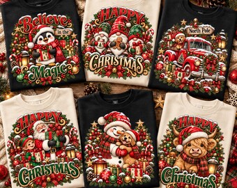 06 Retro Christmas Shirts PNG Bundle, Funny Christmas Shirt PNG, Vintage Christmas Sublimation, Christmas Shirt Designs, Holiday PNG Bundle