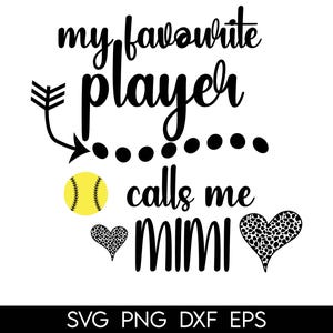 Softball Mimi Svg, Game Day Softball Mimi Png, My Favorite Player Calls Me Mimi Svg, Softball Mimi Shirt Iron On Png, Love Softball Cricut